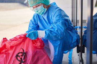 a woman disposing medical drugs